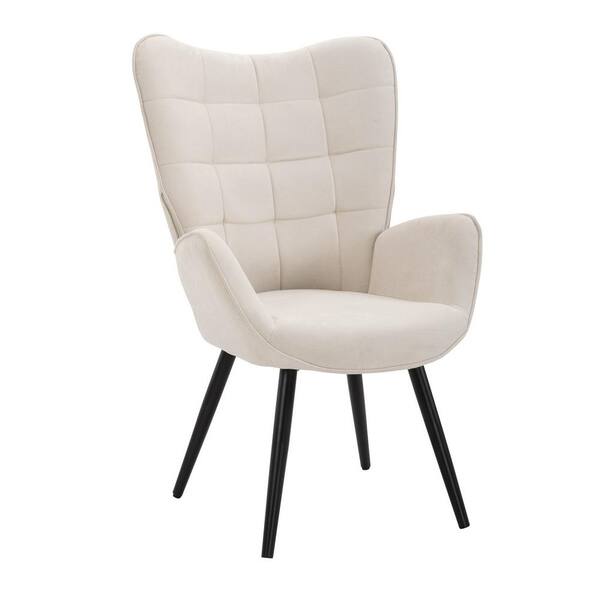 Homy Casa Funkel Beige Fabric Upholstered Arm Chair