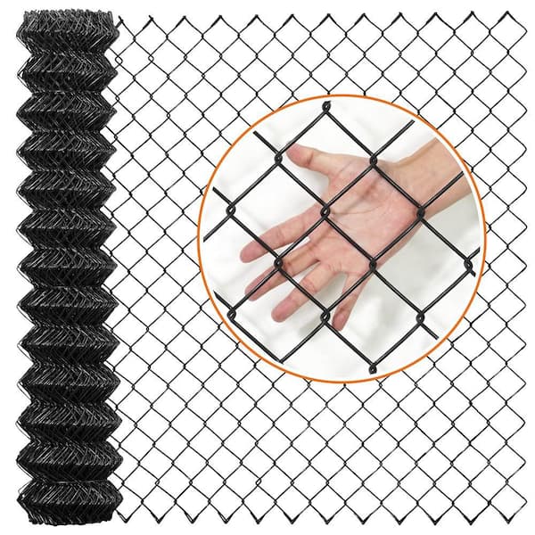 4 ft. x 50 ft. Black Vinyl Coated Galvanized Steel 9-Gauge Chain Link Fabric Roll