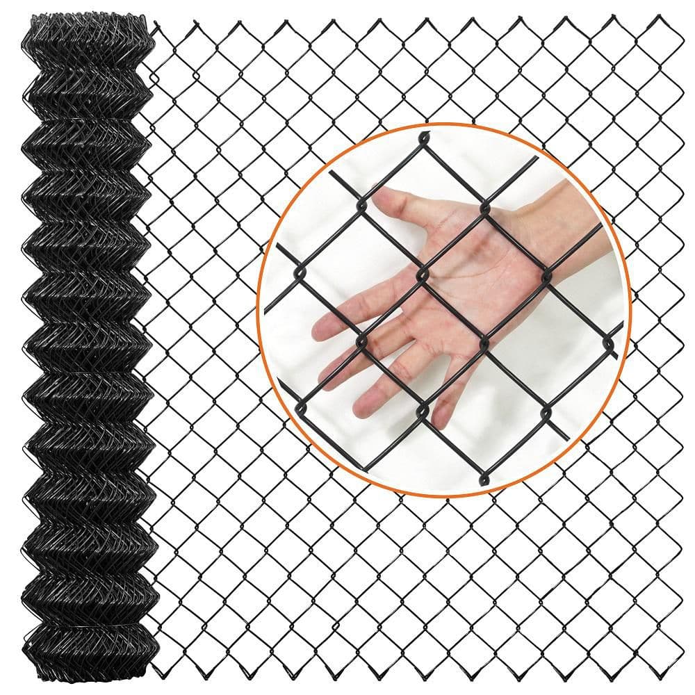 Fencer Wire 5 ft. x 50 ft. Black Vinyl Coated Galvanized Steel 9-Gauge  Chain Link Fabric Roll LV9-B5X50M2F38 - The Home Depot