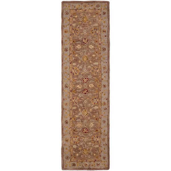 SAFAVIEH Anatolia Tan/Ivory 2 ft. x 12 ft. Border Runner Rug