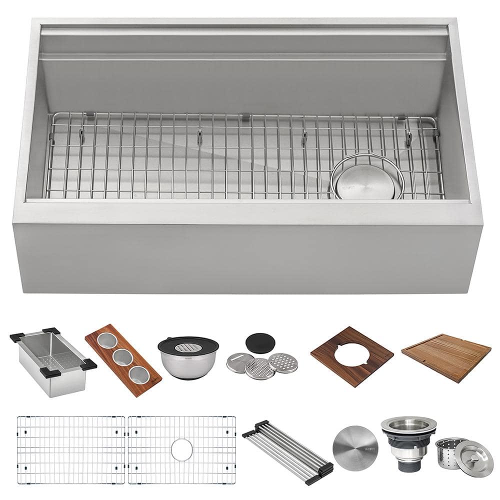 45-Inch Stainless Steel Apron-Front Workstation Kitchen Sink with Accessories