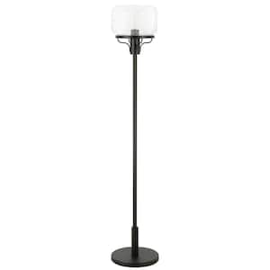 62 in. Black Novelty Standard Floor Lamp With Clear Seeded Glass Globe Shade