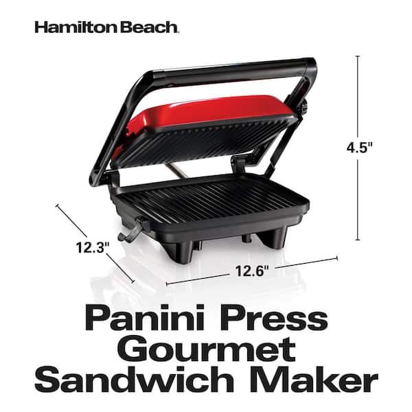 Red Kitchen Panini Press Gourmet Sandwich Maker Non-Stick Grill Floating Lid 