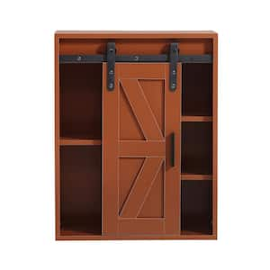 Classic Style 7.9 in. W x 21.7 in. D x 27.6 in. H Bathroom Storage Wall Cabinet in Brown, 5 Shelves with Adjustable-Door