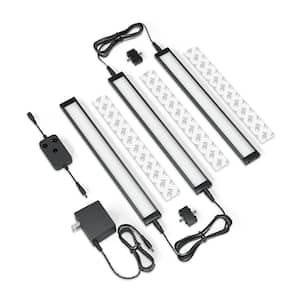 Works with Alexa, Google 3 Pack 12 inch Black Smart Dimmable LED Under Cabinet Lighting Kit - Warm White (3000K)
