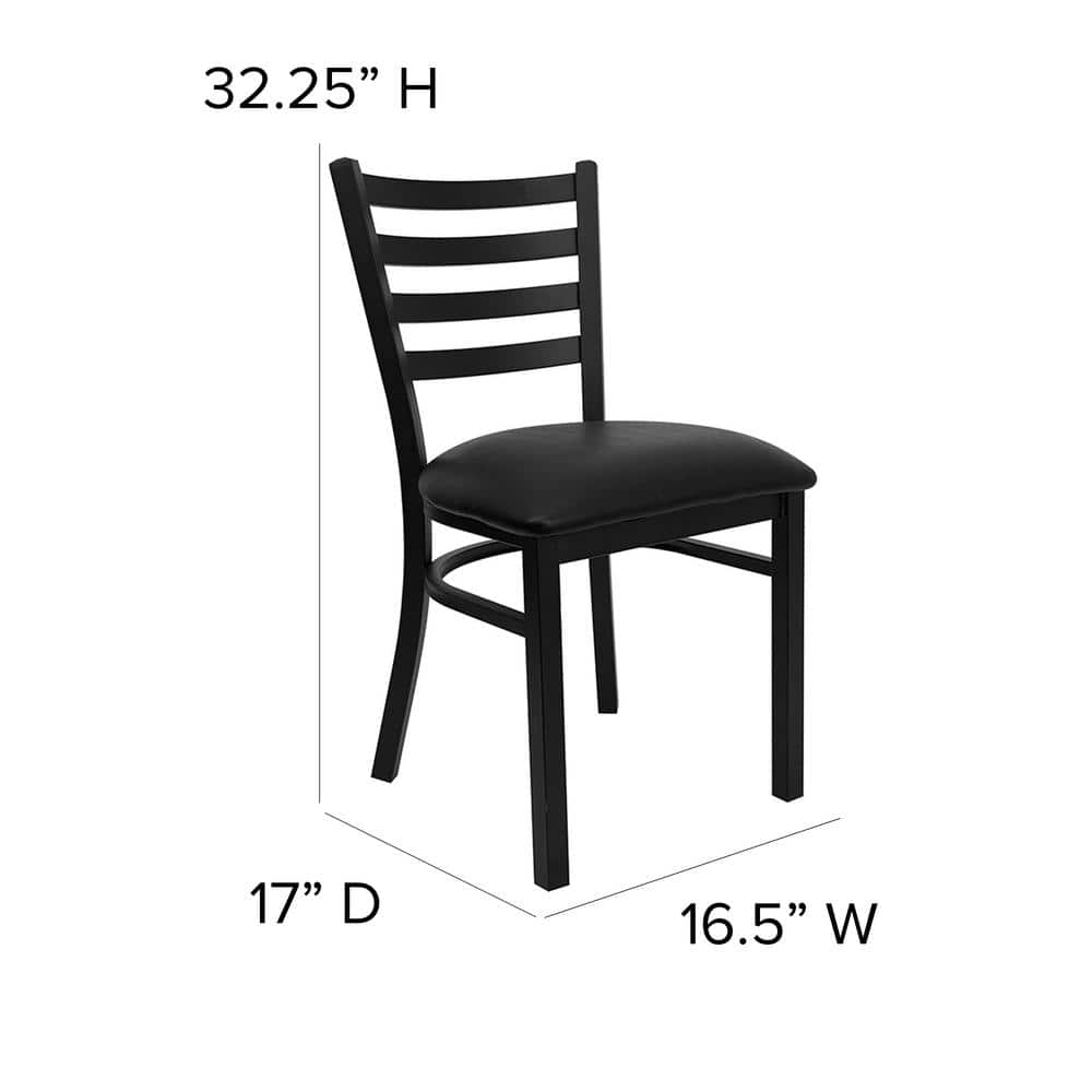 Elegant Ladderback 32'' Dining Chair with Black Vinyl Seat