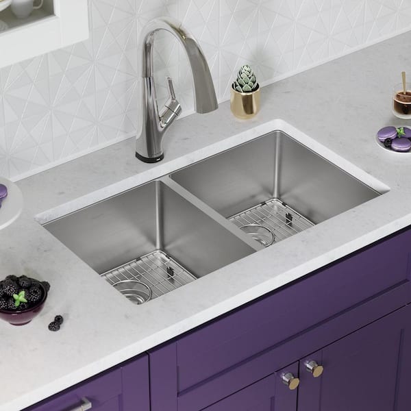 Crosstown 32 in. Undermount Double Bowl 18-Gauge Stainless Steel Kitchen Sink Kit w/ Faucet and Accessories