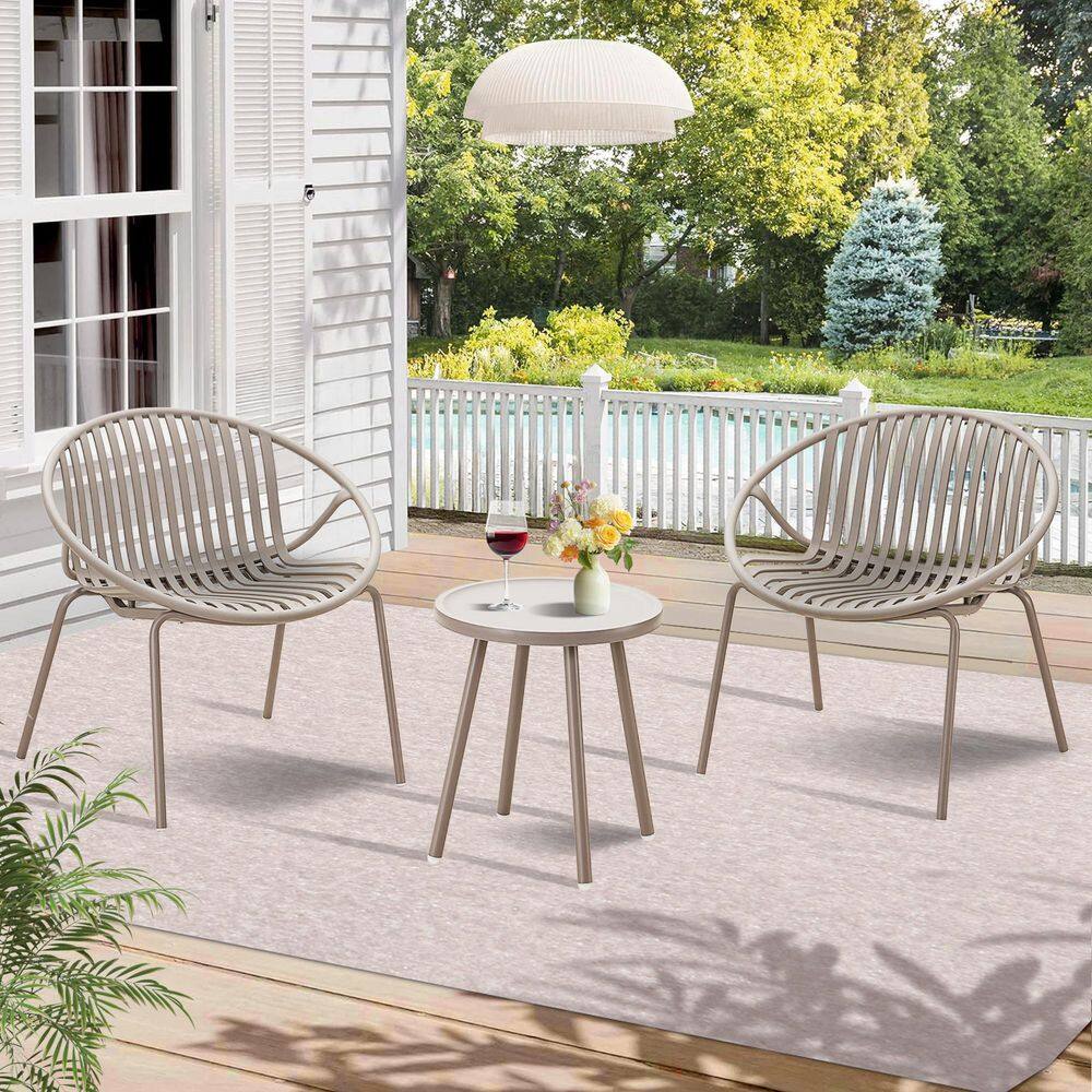 Werph Khaki 3-Piece Resin Plastic Patio Conversation Deep Seating Set DEC3K - The Home Depot