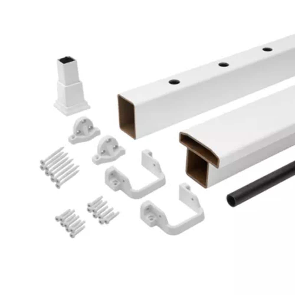8 ft. x 42 in. Select Horizontal T-Rail Kit with Round Aluminum Balusters - Classic White price history on PriceWatchPro