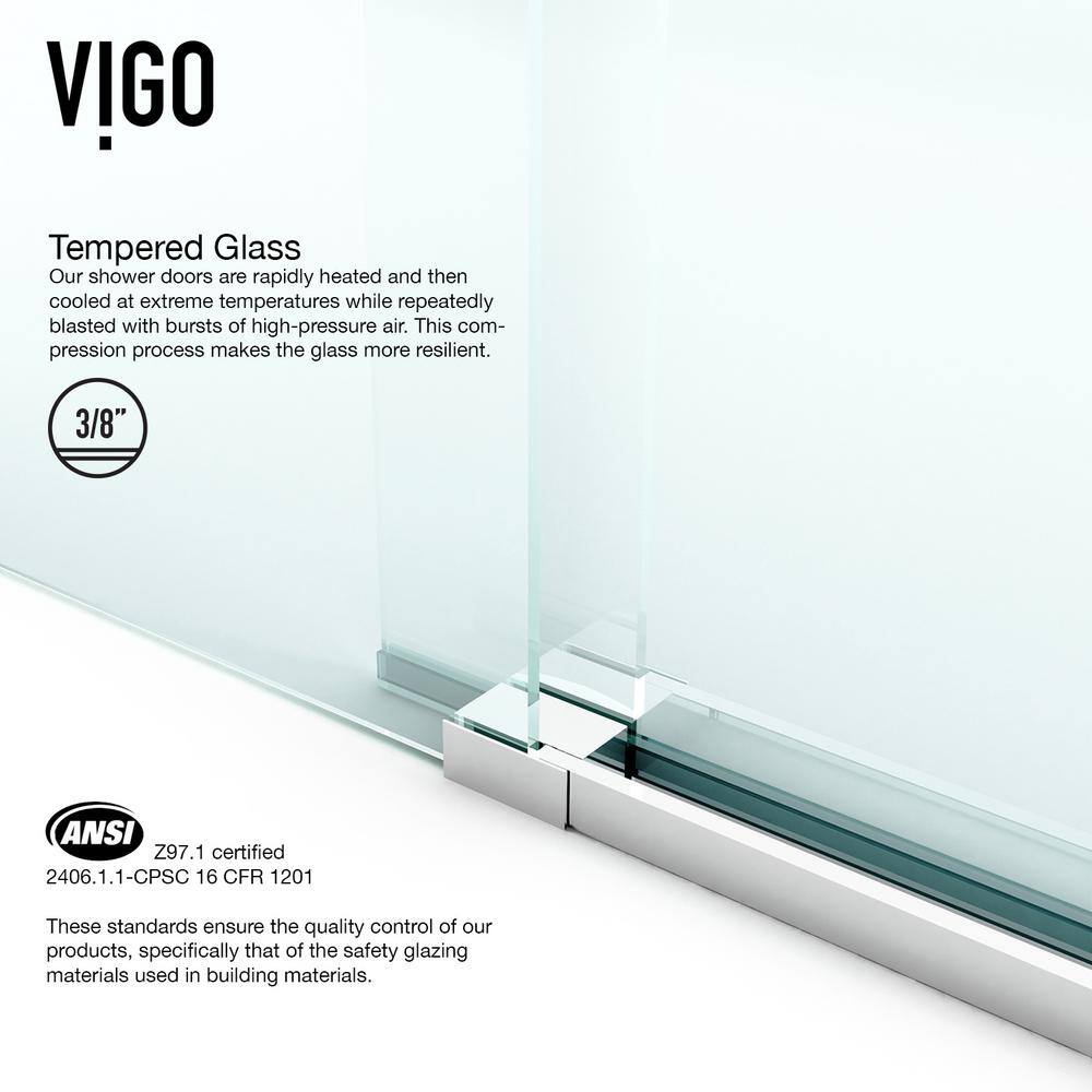 Winslow 58" Frameless Sliding Shower Enclosure with Clear Glass and Black Hardware