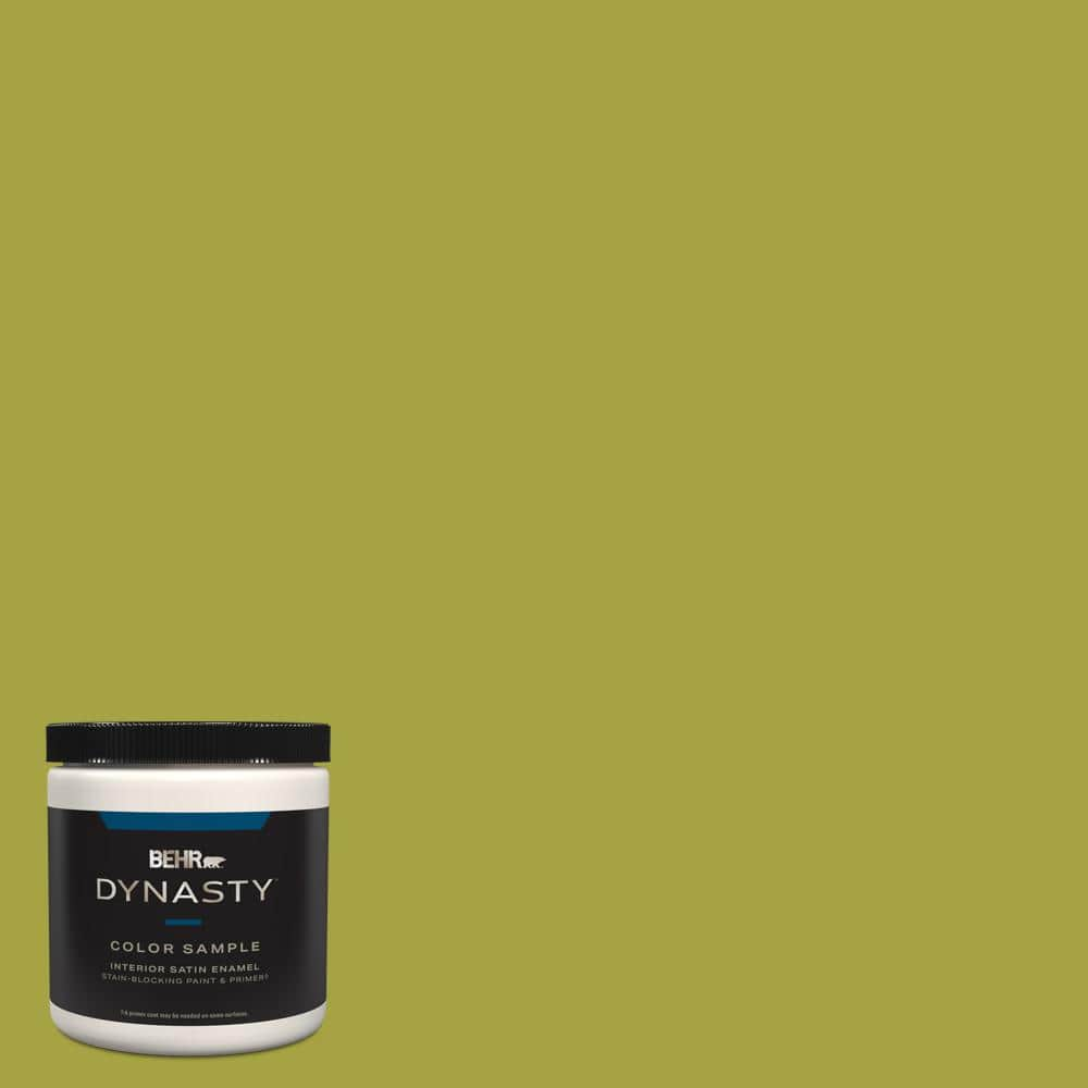 BEHR DYNASTY 8 oz. #400B-7 Lemon Grass Satin Enamel Stain-Blocking ...