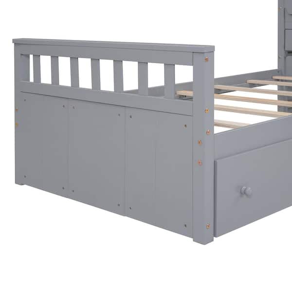 Harper & Bright Designs Gray Space-Saving L-Shaped Twin Size