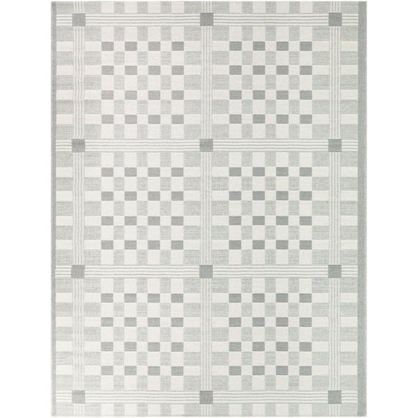 Kalevi Blue 5 ft. 3 in. x 7 ft. Scandinavian Grid Indoor/Outdoor Area Rug
