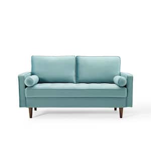 Valour 61.5 in. Mint Velvet 3-Seater Loveseat with Removable Cushions