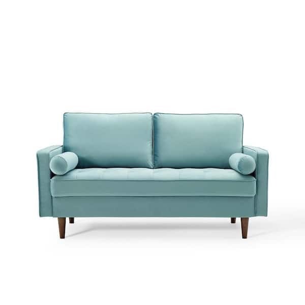 MODWAY Valour 61.5 in. Mint Velvet 3-Seater Loveseat with Removable Cushions