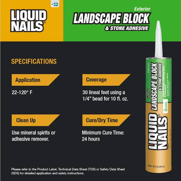 Liquid Nails Landscape Block, Stone and Timber 10 oz. White Exterior Retaining Wall Adhesive (12-Pack)