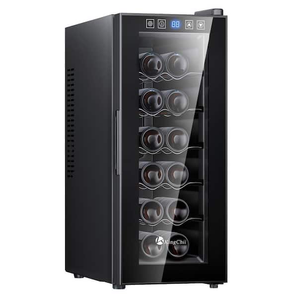 10.5 in. 12 Bottle Thermoelectric Wine Cooler Single Zone - Free standing, Stainless Steel, Black