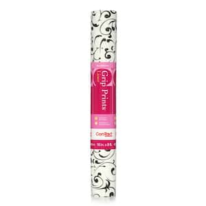 Grip Prints Black and White Floral 18 in. x 8 ft. Non-Adhesive Shelf and Drawer Liner (4-Rolls)