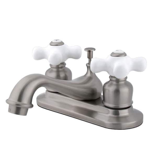 Kingston Brass Restoration 4 in. Centerset 2-Handle Bathroom Faucet in Brushed Nickel