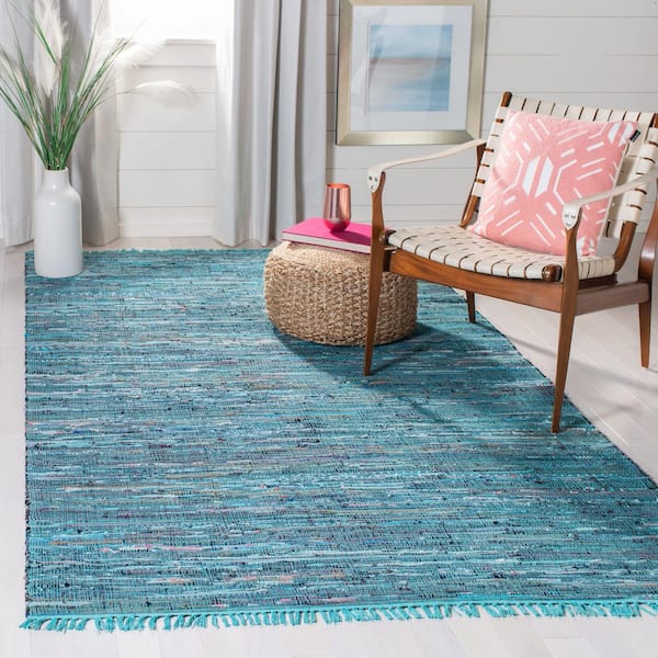 Rag Rug Blue/Multi Doormat 3 ft. x 4 ft. Gradient Striped Area Rug