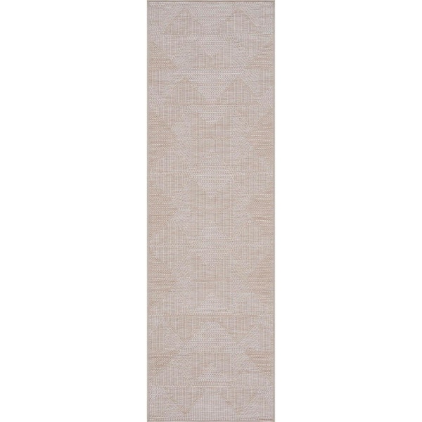 Bailey Beige 2 ft. x 7 ft. Transitional Geometric Flat Weave Polypropylene Runner Indoor/Outdoor Runner Rug