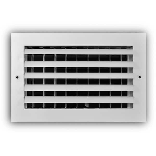 10 in. x 6 in. 1-Way Aluminum Adjustable Curved Blade Wall/Ceiling Register in White
