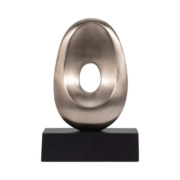 Liv & Skye Silver/Black 12 in. x 18 in. Metal Oval Shaped Sculpture
