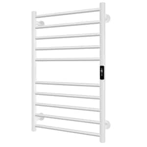 Electric Towel Warmer Wall Mount Heated Towel Rack 10 Bars Plug in Hardwired White