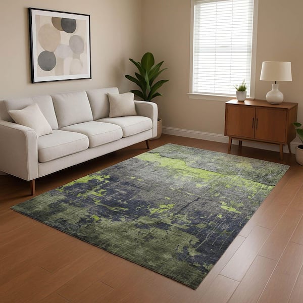 Mayfield Premium Machine Washable Abstract AMF1780 Lime 10 ft. x 14 ft. Area Rug