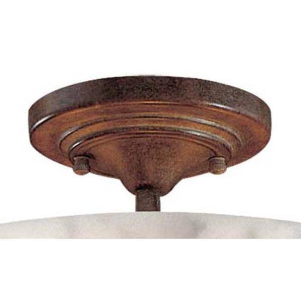 Nutmeg and Alabaster Dust Glass 3-Light Semi-Flush Mount