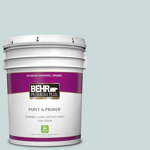 BEHR PREMIUM PLUS 5 gal. #PPL-46 Blue Cypress Eggshell Enamel Low Odor Interior Paint & Primer