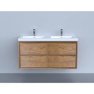 Sage 60 in. W Vanity in Teak Oak with Reinforced Acrylic Vanity Top in White with White Basin