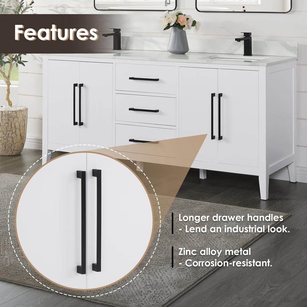 Laurel 72" White Fir Wood Vanity with Calacatta Quartz Top