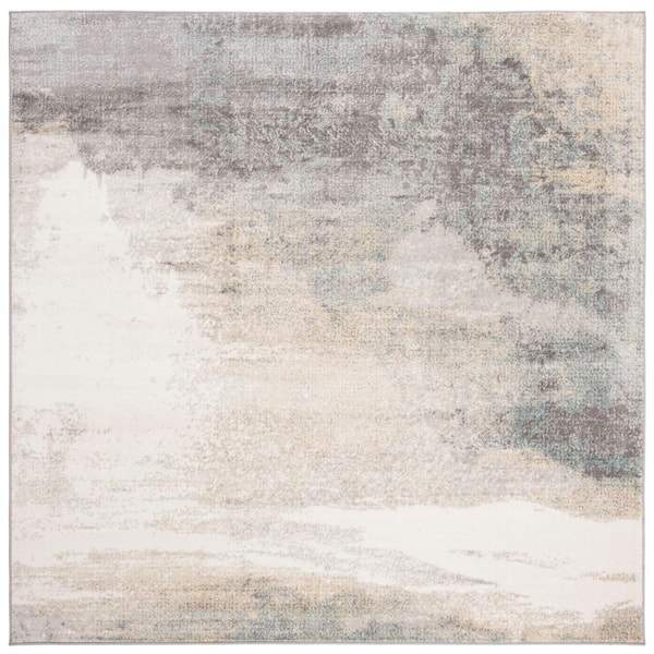 SAFAVIEH Jasper Gray/Gold 5 ft. x 5 ft. Square Abstract Gradient Area Rug