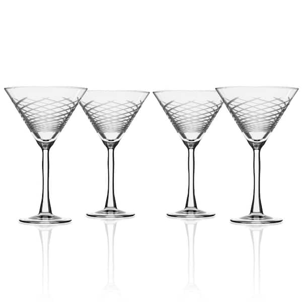 Set of 2 Stemmed Martini Glasses Rolf Glass Good Vibrations Martini Glass Lead-Free Crystal Glass Diamond-Wheel Engraved Cocktail Glasses Made in the USA 