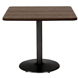 Mode 30 in. Square Teak Wood Laminate Dining Table with Black Steel Base