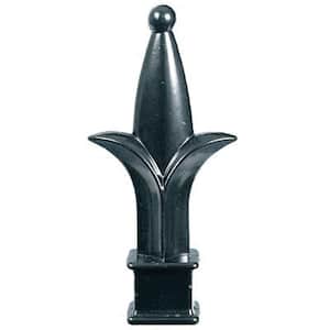 1.125 in. x 2.25 in. x 0.25 ft. Black Aluminum Fence Tri-Finial Top