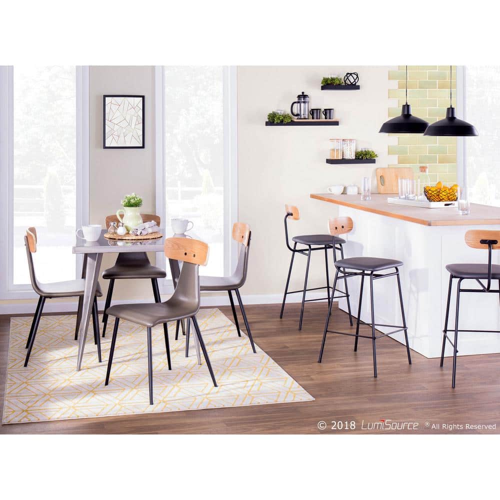 Austin 32" Brushed Silver Square Industrial Dining Table