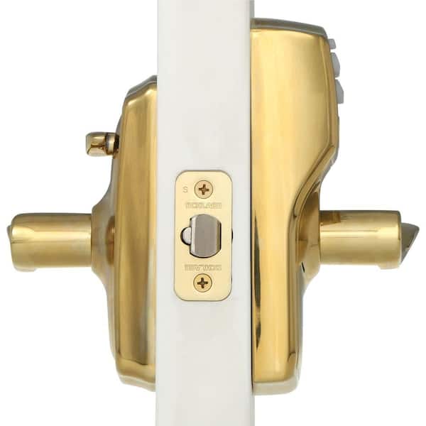 Camelot Bright Brass Electronic Keypad Door Lock with Accent Handle and  Flex Lock