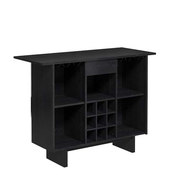 Clihome 41 in. H MDF Brown Coffee Bar Cabinet with Wine Rack, Drawers, 5 Storage Areas and Anti-Tipping Strip