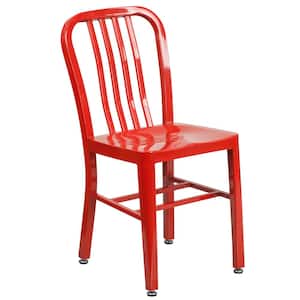 Metal Outdoor Dining Chair in Red