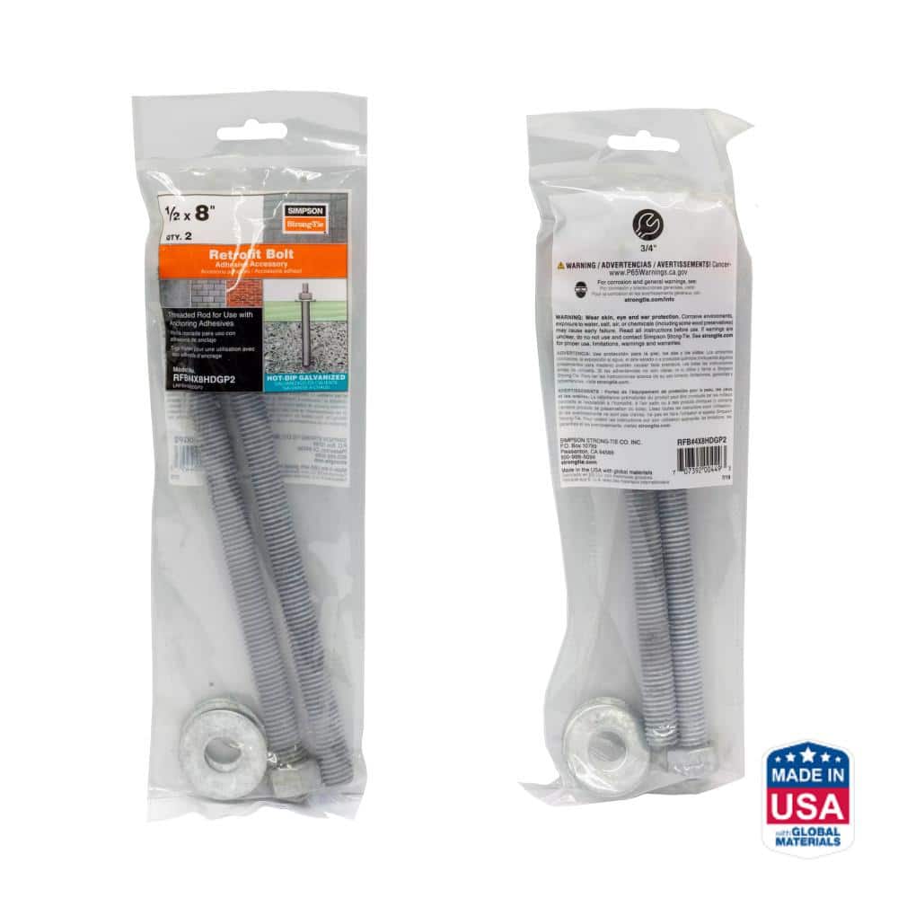 RFB 1/2 in. x 8 in. Hot-Dip Galvanized Retrofit Bolt (2-Pack) price history on PriceWatchPro