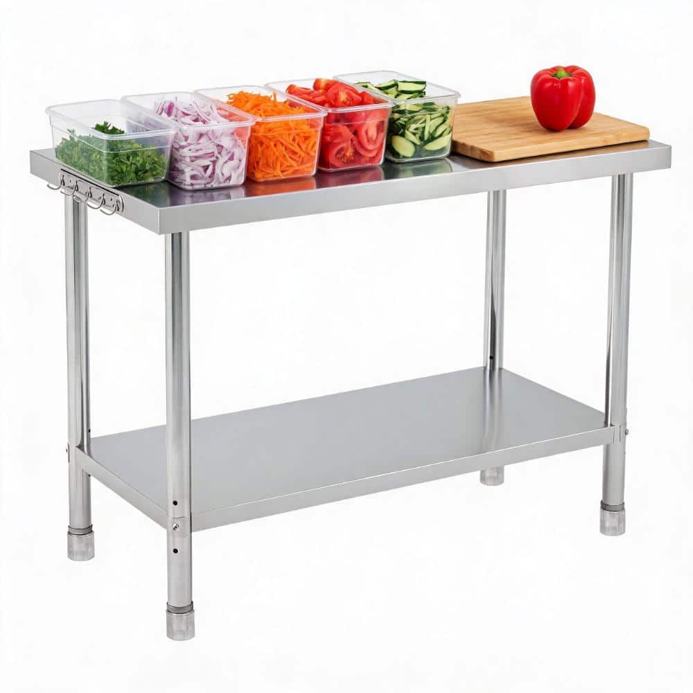 48 in. x 24 in. Stainless Steel Prep Table with Adjustable Undershelf and Hook price history on PriceWatchPro