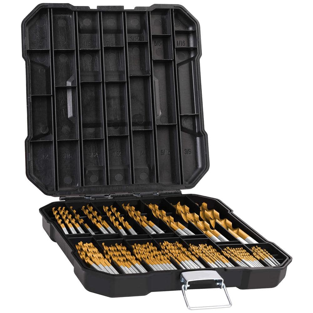 99-Pieces Titanium Twist Drill Bit Set, 135° Tip High Speed Steel Drilling
