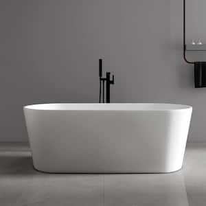 Zora 63 in. x 29 in. Stone Resin Freestanding Soaking Bathtub in White