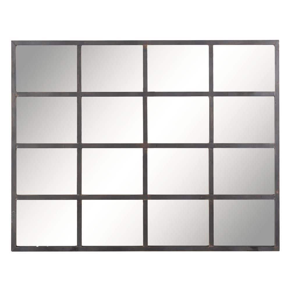 Black Window Pane Industrial Full-Length Wall Mirror 48"