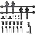 WINSOON 6 ft./72 in. Frosted Black Bypass Sliding Barn Hardware Track ...