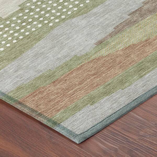 Chantille Machine Washable Indoor/Outdoor Abstract ACN2761 Sage 5 ft. x 7 ft. 6 in. Area Rug