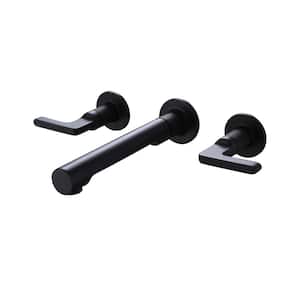 Double-Handle Wall Mounted Faucet Bathroom Sink Faucet in Matte Black