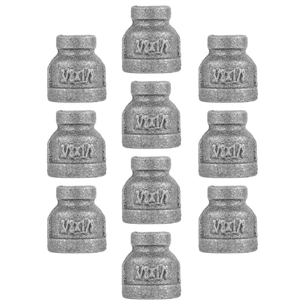 PIPE DECOR 3/8 in. x 1/8 in. Black Malleable Iron Reducing Coupling Fitting (10-Pack)
